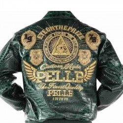 Pelle Pelle Mens Eye On The Prize Green Leather Jacket