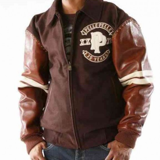 Pelle Pelle Mens Panther Wool Brown Jacket Pelle Pelle Mens Panther Wool Brown Jacket