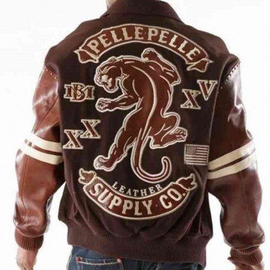 Pelle Pelle Mens Panther Wool Brown Jacket Pelle Pelle Mens Panther Wool Brown Jacket