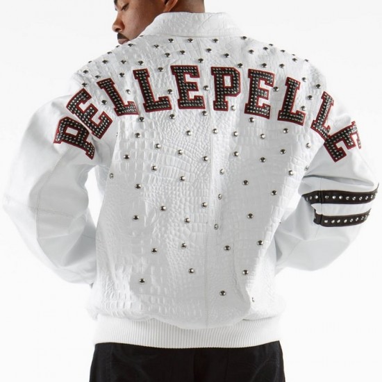 Pelle Pelle Studded Letterman White Jacket Pelle Pelle Studded Letterman White Jacket