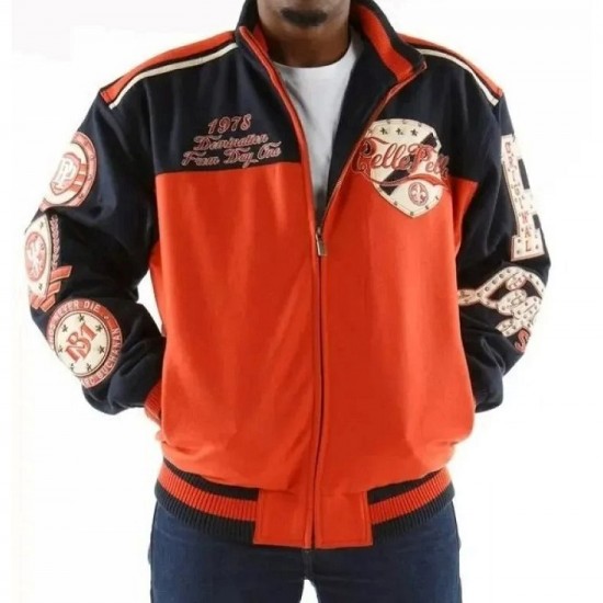 Pelle Pelle Unstoppable Revolution Orange Varsity Jacket Pelle Pelle Unstoppable Revolution Orange Varsity Jacket