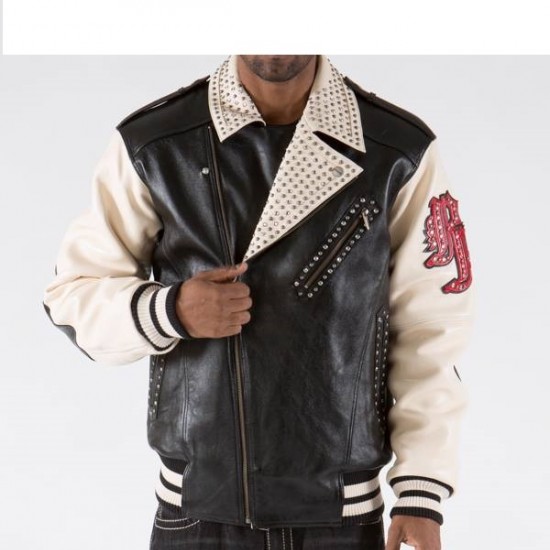 Pelle Pelle Varsity Biker Blackivory Plush Jacket Pelle Pelle Varsity Biker Blackivory Plush Jacket