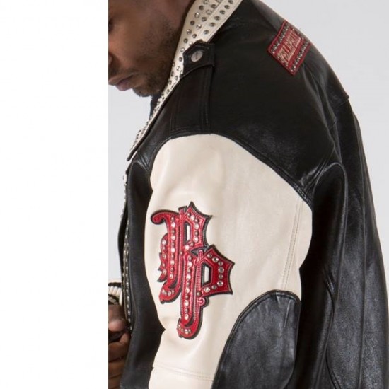 Pelle Pelle Varsity Biker Blackivory Plush Jacket Pelle Pelle Varsity Biker Blackivory Plush Jacket