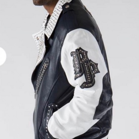 Pelle Pelle White Black Biker Men Jacket Pelle Pelle White Black Biker Men Jacket