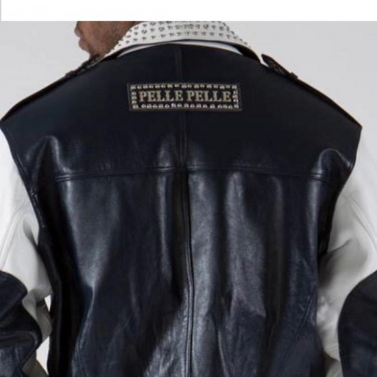 Pelle Pelle White Black Biker Men Jacket Pelle Pelle White Black Biker Men Jacket