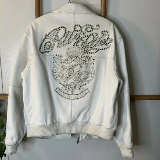 Pelle Pelle White Premium Leather Stud Jacket