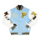 Pelle Pelle World Famous Blue Wool and Leather Varsity Jacket Pelle Pelle World Famous Blue Wool and Leather Varsity Jacket
