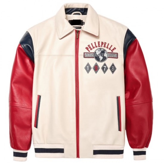 Pelle Pelle World Famous Soda Club Cream Red Leather Jacket Pelle Pelle World Famous Soda Club Cream Red Leather Jacket