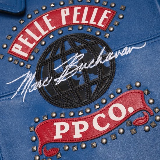 Pelle Pelle World Tour Royal and Black Leather Jacket Pelle Pelle World Tour Royal and Black Leather Jacket