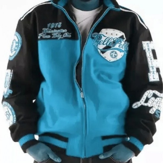 Pelle Pelle World Turquoise Varsity Jacket Pelle Pelle World Turquoise Varsity Jacket