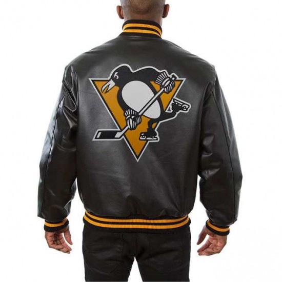 Penguins Logo Leather Jacket Penguins Logo Leather Jacket