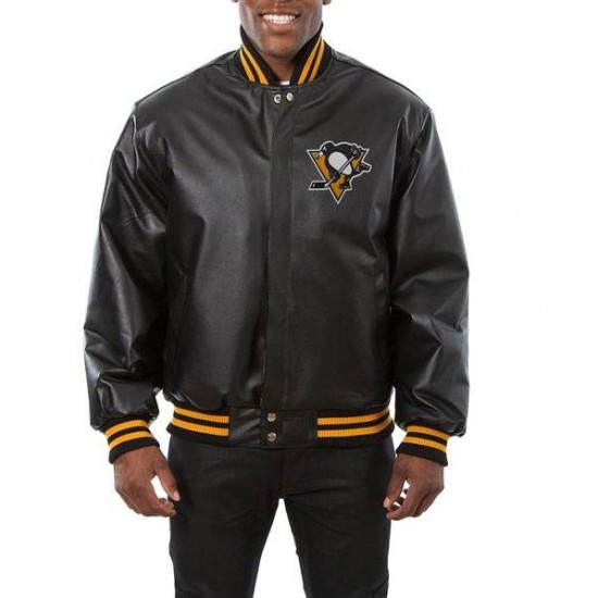 Penguins Logo Leather Jacket Penguins Logo Leather Jacket
