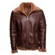 Phan's Brown Aviator bomber shearling jacket with a waist belt Phan's Brown Aviator bomber shearling jacket with a waist belt