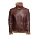Phan's Brown Aviator bomber shearling jacket with a waist belt Phan's Brown Aviator bomber shearling jacket with a waist belt