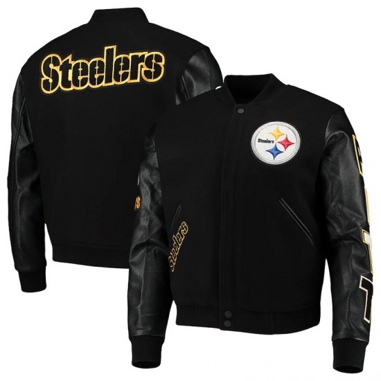Pittsburgh Steelers Logo Black Letterman Jacket Pittsburgh Steelers Logo Black Letterman Jacket