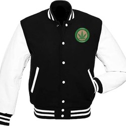 Pot Leaf Weed Cannabis Rastafarian High Times Black Varsity Jacket