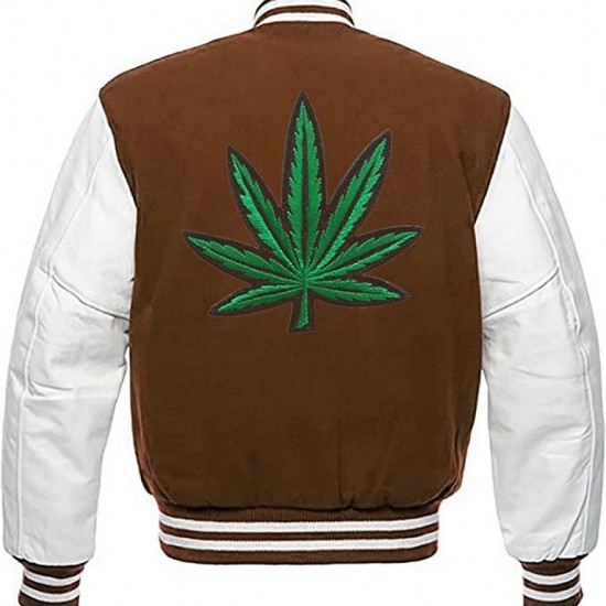 Pot Leaf Weed Cannabis Rastafarian High Times Brown Varsity Jacket Pot Leaf Weed Cannabis Rastafarian High Times Brown Varsity Jacket