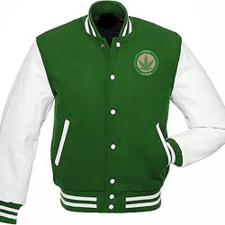 Pot Leaf Weed Cannabis Rastafarian High Times Green Varsity Jacket