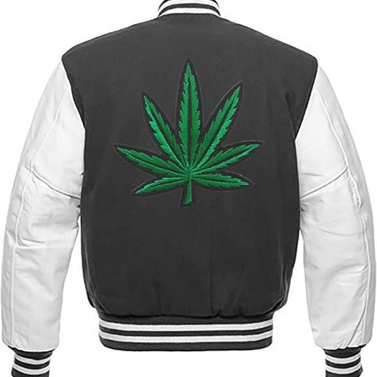 Pot Leaf Weed Cannabis Rastafarian High Times Grey Varsity Jacket Pot Leaf Weed Cannabis Rastafarian High Times Grey Varsity Jacket