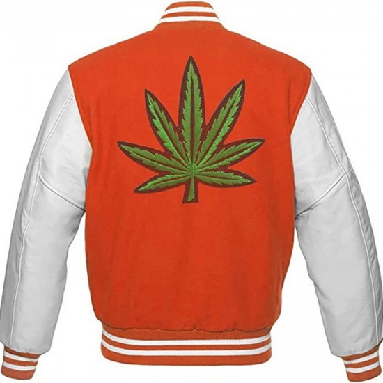 Pot Leaf Weed Cannabis Rastafarian High Times Orange Varsity Jacket Pot Leaf Weed Cannabis Rastafarian High Times Orange Varsity Jacket