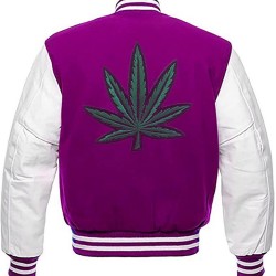 Pot Leaf Weed Cannabis Rastafarian High Times Purple Varsity Jacket