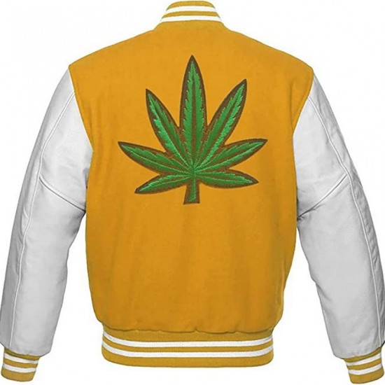 Pot Leaf Weed Cannabis Rastafarian High Times Yellow Varsity Jacket Pot Leaf Weed Cannabis Rastafarian High Times Yellow Varsity Jacket
