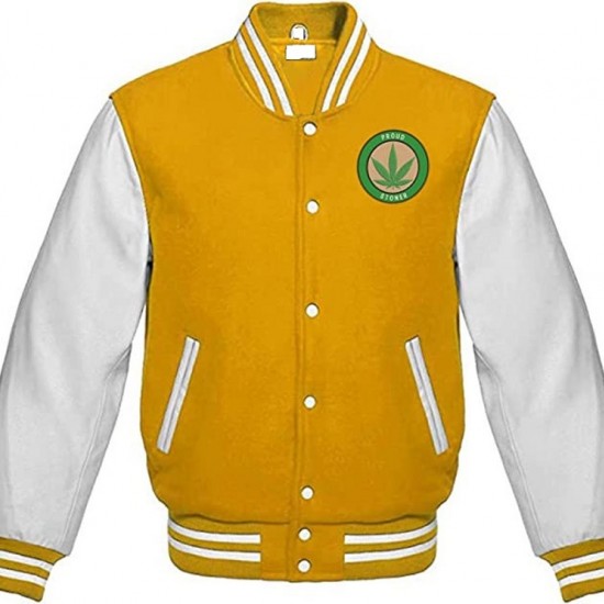 Pot Leaf Weed Cannabis Rastafarian High Times Yellow Varsity Jacket Pot Leaf Weed Cannabis Rastafarian High Times Yellow Varsity Jacket