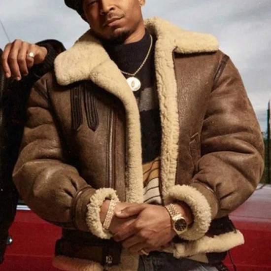 Power Book III Malcolm M. Mays Shearling Bomber Brown Leather Jacket Power Book III Malcolm M. Mays Shearling Bomber Brown Leather Jacket