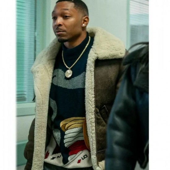 Power Book III Malcolm M. Mays Shearling Bomber Brown Leather Jacket Power Book III Malcolm M. Mays Shearling Bomber Brown Leather Jacket