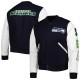 Pro Standard College Navy White Seattle Seahawks Logo Varsity Jacket Pro Standard College Navy White Seattle Seahawks Logo Varsity Jacket