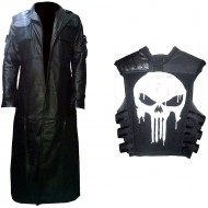 Jon Bernthal The Punisher Trench Leather Coat Cosplay Costume 