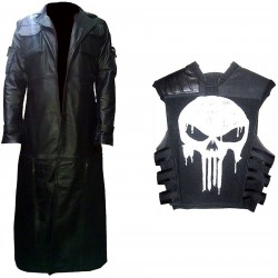 Jon Bernthal The Punisher Trench Leather Coat Cosplay Costume 