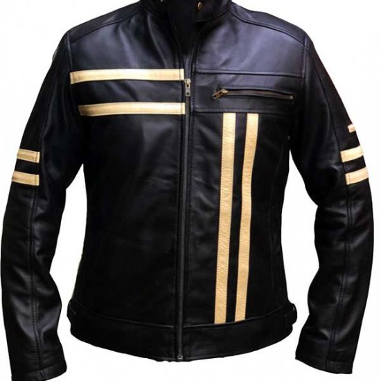 Mens Quilted Cafe Racer Biker Black New Leather Jacket Mens Quilted Cafe Racer Biker Black New Leather Jacket