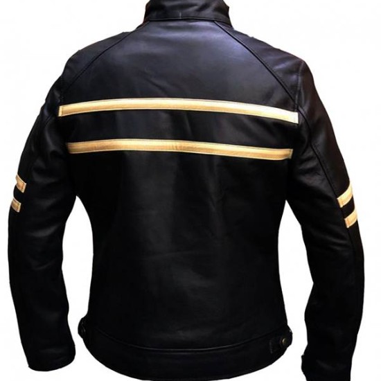 Mens Quilted Cafe Racer Biker Black New Leather Jacket Mens Quilted Cafe Racer Biker Black New Leather Jacket