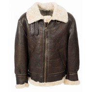Men's B3 Aviator RAF Real Shearling Brown Sheepskin Leather Flight Bomber Jacket             