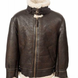 Men's B3 Aviator RAF Real Shearling Brown Sheepskin Leather Flight Bomber Jacket             