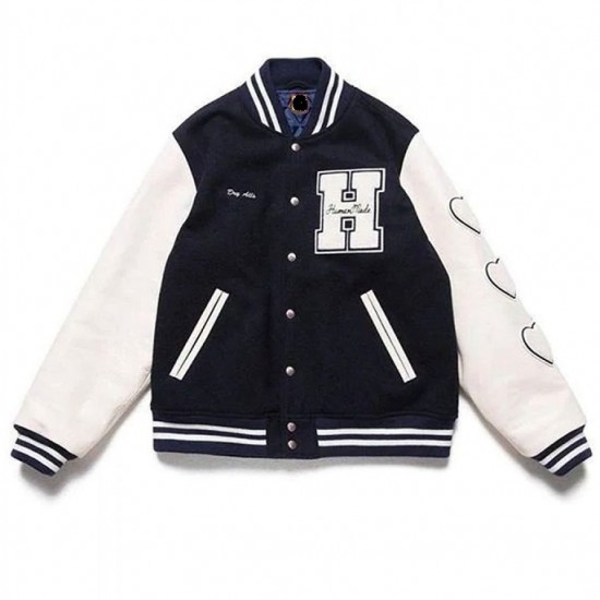 Race Human Made Letterman Black and White Jacket Race Human Made Letterman Black and White Jacket