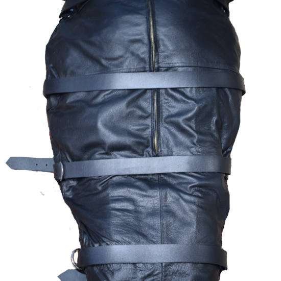Real Leather Mummy Sleep Sack Body Bag Harness Hood Straight Jacket Belted Real Leather Mummy Sleep Sack Body Bag Harness Hood Straight Jacket Belted