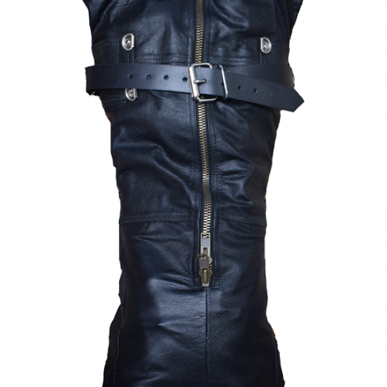 Real Leather Mummy Sleep Sack Body Bag Harness Hood Straight Jacket Belted Real Leather Mummy Sleep Sack Body Bag Harness Hood Straight Jacket Belted