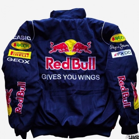 Red Bull Embroidered Blue Nascar Vintage Jacket Red Bull Embroidered Blue Nascar Vintage Jacket