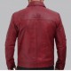 Reeves Mens Distressed Maroon Leather Jacket