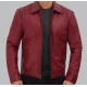 Reeves Mens Distressed Maroon Leather Jacket