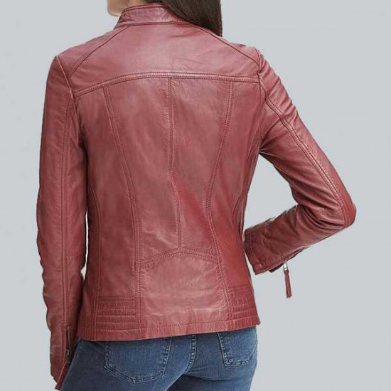 Rosemere Womens Red Casual Leather Jacket Rosemere Womens Red Casual Leather Jacket