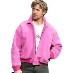 Ryan Gosling Pink Bomber Wool Jacket