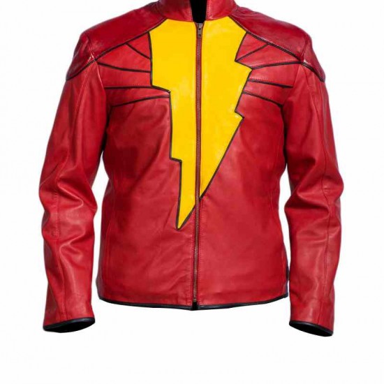 Shazam Captain Logo Leather Jacket