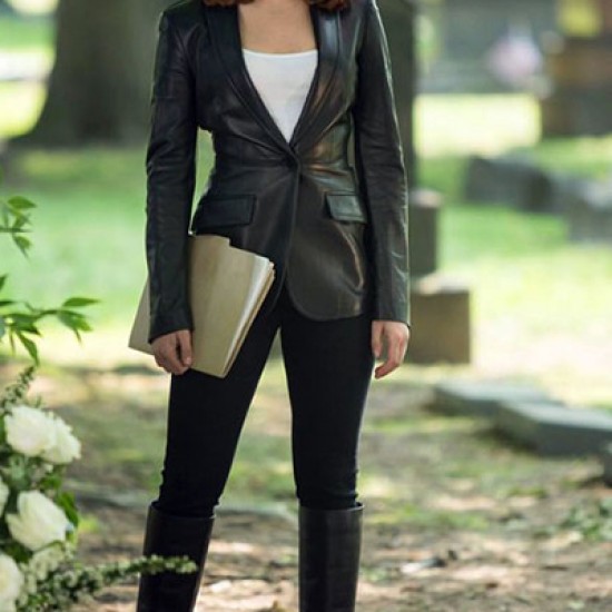 Scarlett Johansson Winter Soldier Black Leather Blazer Scarlett Johansson Winter Soldier Black Leather Blazer
