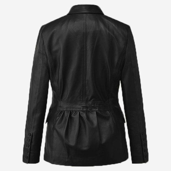 Scarlett Johansson Winter Soldier Black Leather Blazer Scarlett Johansson Winter Soldier Black Leather Blazer