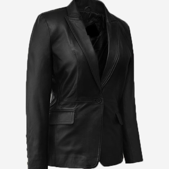 Scarlett Johansson Winter Soldier Black Leather Blazer Scarlett Johansson Winter Soldier Black Leather Blazer