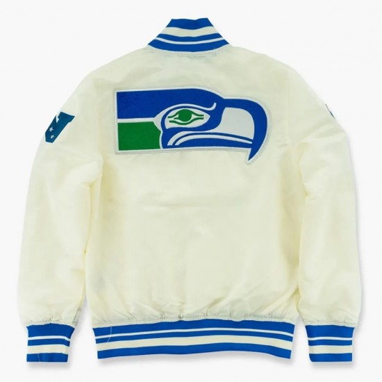 Seattle Seahawks Cream Throwback Classic Satin Jacket Seattle Seahawks Cream Throwback Classic Satin Jacket