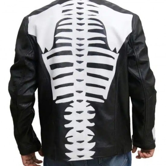 Skeleton Black Halloween Leather Jacket Costume Skeleton Black Halloween Leather Jacket Costume